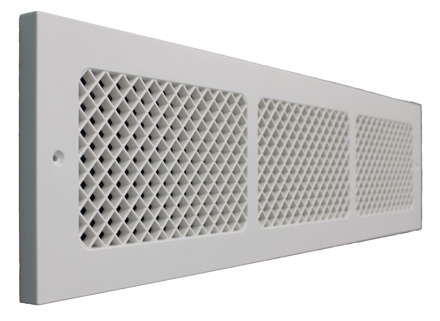 Contemporary style decorative baseboard vent cover with the dimensions 6" in x 30" in