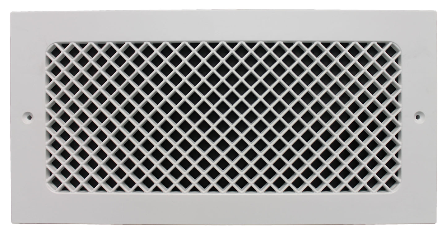 Contemporary style decorative baseboard vent cover with the dimensions 6" in x 14" in